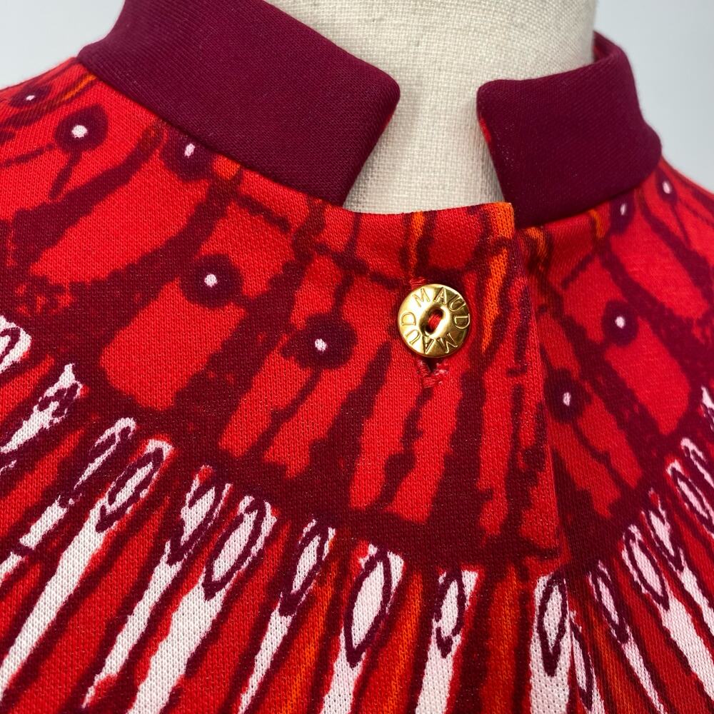 Vintage Maud Fudin Fredholm Boutique Sweden Button Front Bat Wing Jacket M Red - Picture 3 of 10